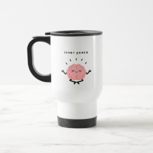 Mug De Voyage Cerveau Méditant Mignon & Paix Intérieure Minimali