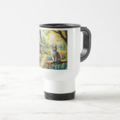Mug De Voyage Chalet de printemps/jardin & chat (Devant droit)
