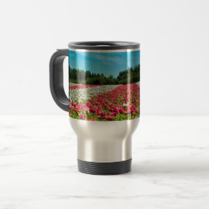 Mug De Voyage Champ de coquelicots rouges et blancs