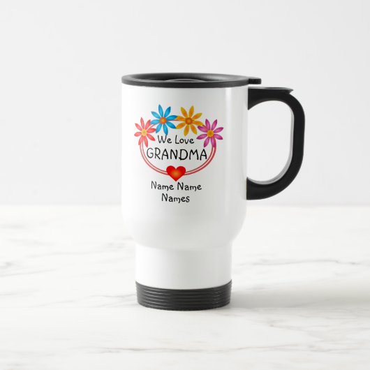 Mug De Voyage Changer TOUS LES Noms Grand-mère Enfants Nom Flowe (Droite)