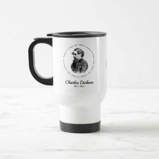Mug De Voyage Charles Dickens Portrait et Citation (Gauche)