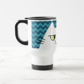 Mug de voyage chat bleu chevron joli chat blanc (Gauche)