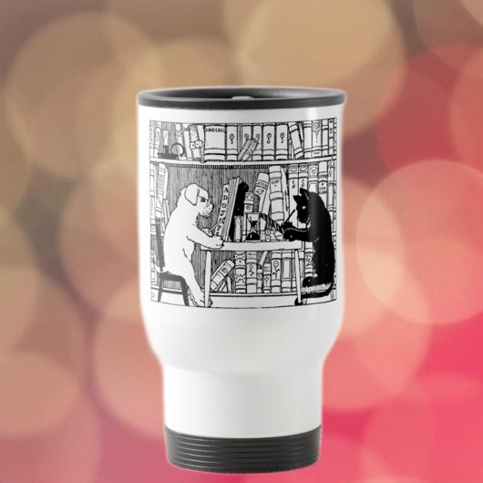 Mug De Voyage Chat et chien dans la bibliothèque