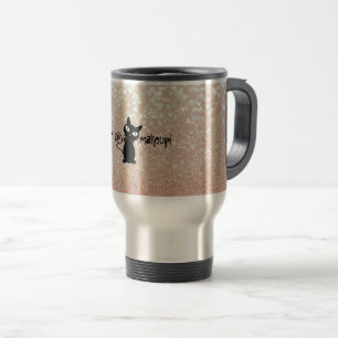 Mug De Voyage Chat noir fantaisiste pailleté - Réveillez-vous et