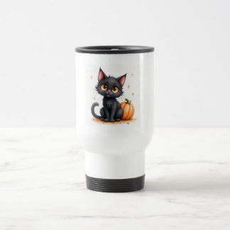 Mug de voyage chat noir mignon d'Halloween