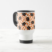 Mug De Voyage Chat noir rétro Motif chèque orange (Devant gauche)