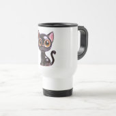 Mug De Voyage Chat noir stylisé assis, (Devant droit)