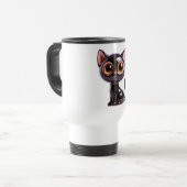 Mug De Voyage Chat noir stylisé assis, (Devant gauche)
