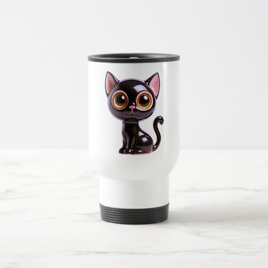Mug De Voyage Chat noir stylisé assis, (Centre)