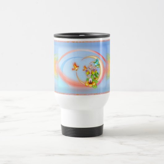 Mug De Voyage Chat & Oiseaux Pixel Art (Centre)
