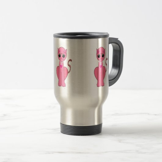 Mug De Voyage Chat rose mignon (Devant droit)