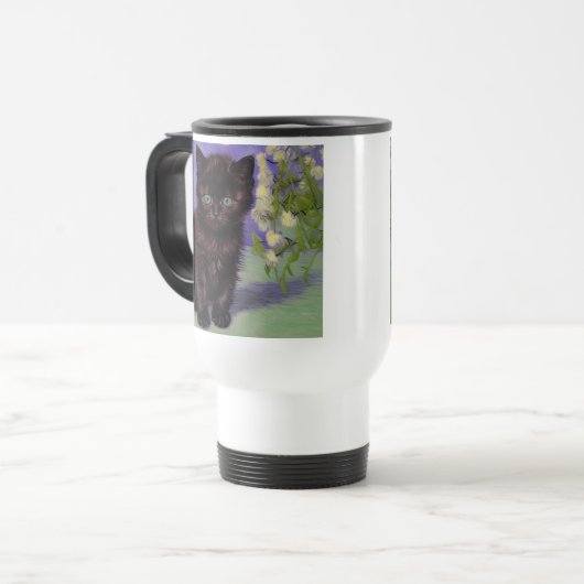 Mug De Voyage Chat Van Gogh avec fleurs blanches (Devant gauche)