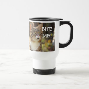 Mug De Voyage Chats Badass - "Bite-moi !"