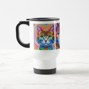 Mug De Voyage Chats royaux de couleur psychédélique