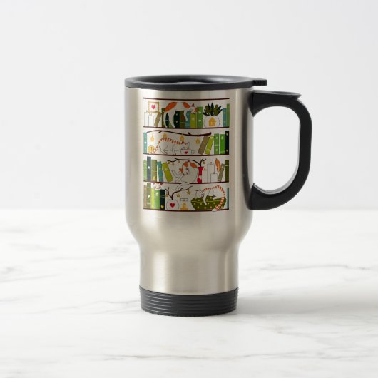 Mug De Voyage Chats Sur La Librairie, Chat Et Livre Cadeau Lover (Droit)