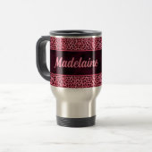 Mug De Voyage Cheetah rose personnalisé avec nom (Devant gauche)