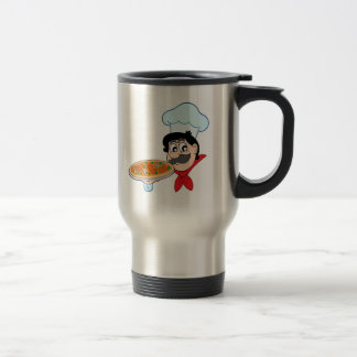 Mug De Voyage Chef de bande dessinée avec la pizza