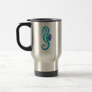 Mug De Voyage Cheval de mer de glace cristal sur Arrière - plan