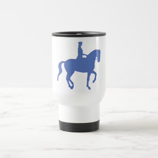 Mug De Voyage Cheval et cavalier de dressage de Piaffe (bleus) (Centre)