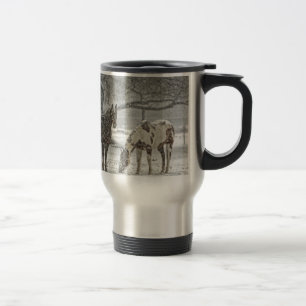 Mug De Voyage cheval hiver neige ferme ranch animaux enneigés ge