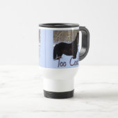 Mug De Voyage Cheval noir dans la neige : Trop cool (Devant droit)
