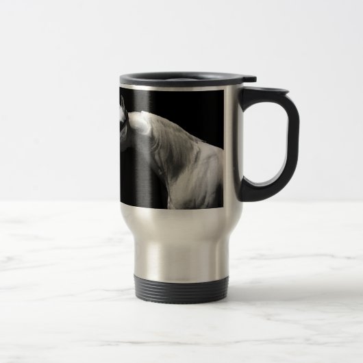 Mug De Voyage Cheval noir et blanc (Droit)