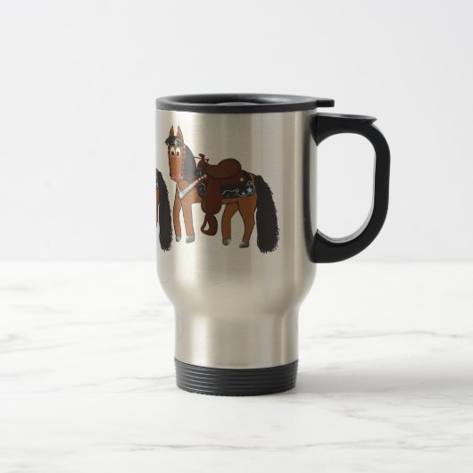 Mug De Voyage Cheval occidental de bande dessinée mignonne (Droit)