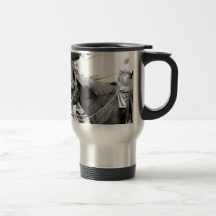 Mug De Voyage Cheval occidental en noir et blanc