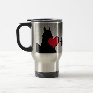 Mug De Voyage Chevaux de Coeur I Coeur Rouge (argent métallique)