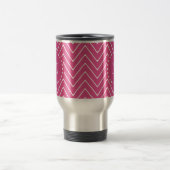 Mug De Voyage Chevron rose chaud | Votre monogramme (Centre)