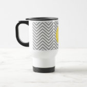 Mug De Voyage Chevrons gris et jaune Monogramme personnalisé (Gauche)
