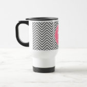 Mug De Voyage Chevrons gris et rose avec Monogramme personnalisé (Gauche)
