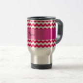 Mug De Voyage Chevrons roses nommés personnalisés (Devant droit)