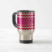 Mug De Voyage Chevrons roses nommés personnalisés (Devant gauche)