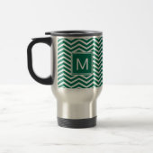 Mug De Voyage Chevrons Vert Luxuriant Avec Monogramme (Gauche)