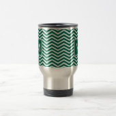 Mug De Voyage Chevrons Vert Luxuriant Avec Monogramme (Centre)