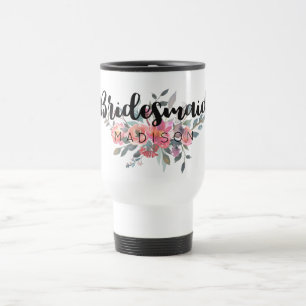 Mug De Voyage Chic Aquarelle Florale Mariage Bridesmaid