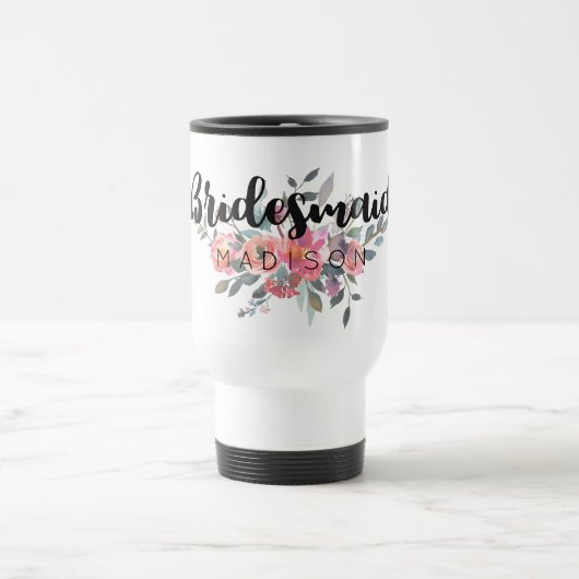 Mug De Voyage Chic Aquarelle Florale Mariage Bridesmaid (Centre)