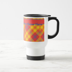 Mug De Voyage Chic Bright Rouge Jaune et Bleu Plaid Musique de v