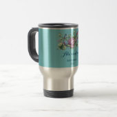 Mug De Voyage Chic Peint Floral Monogrammé (Devant gauche)