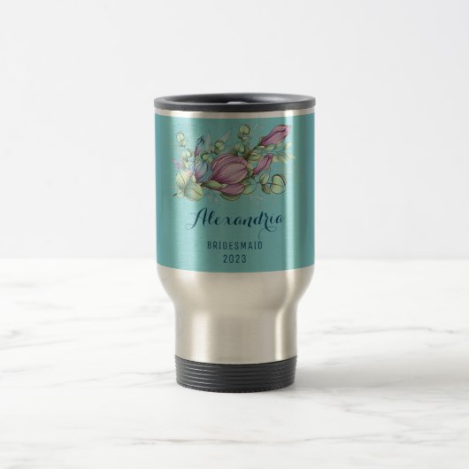 Mug De Voyage Chic Peint Floral Monogrammé (Centre)
