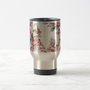 Mug De Voyage Chic Rétro Fleurs Féminines Éculées