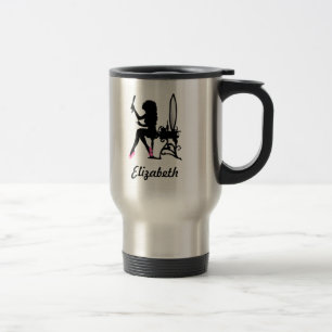 Mug De Voyage Chic rose et noir femme de la mode Silhouette