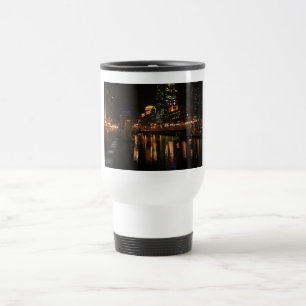 Mug De Voyage Chicago Illinois Ville Ventée Nuit Bâtiment Destin