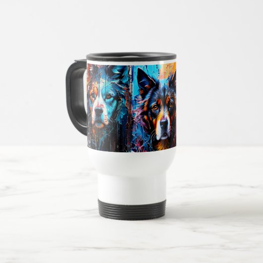 Mug De Voyage chien Abstrait de couleur de splash (Devant gauche)