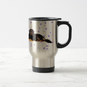 Mug De Voyage Chien aux Coeurs pourpres en chute