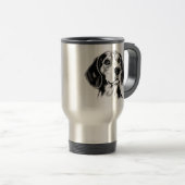 Mug De Voyage Chien beagle noir et blanc en silhouette (Devant droit)