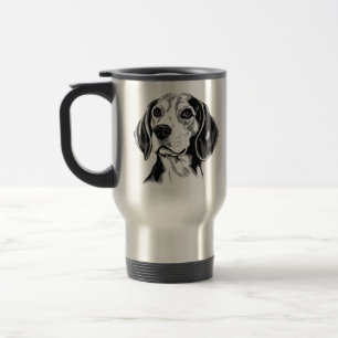 Mug De Voyage Chien beagle noir et blanc en silhouette