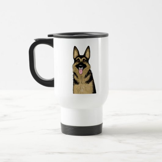 Mug De Voyage Chien berger mignon noir et tan allemand (Gauche)