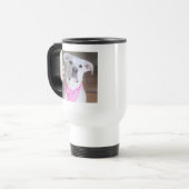 Mug De Voyage Chien blanc mignon portant Écharpe rose Meilleure  (Devant gauche)